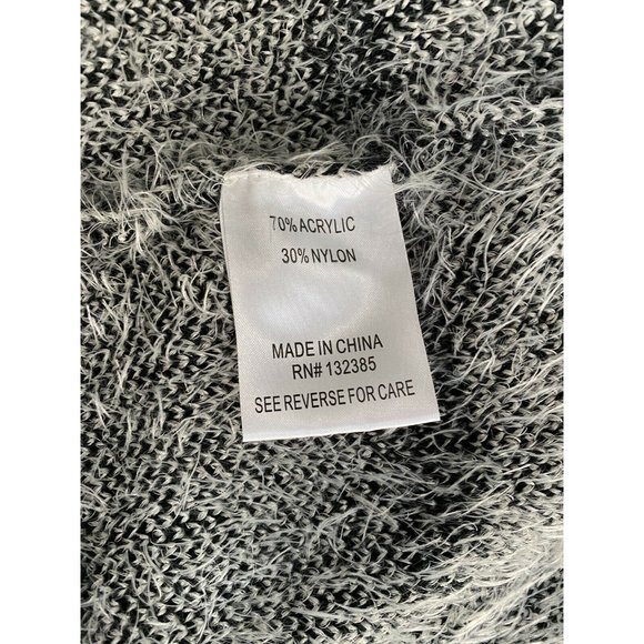 Love Taken Drape-Collared Open Front Cardigan Sweater Black & White, Medium - Picture 9 of 12